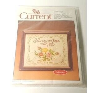 Vtg Current 1983 New Day New Hope New Joy Embroidery Kit 7148-8 8x10 Sealed